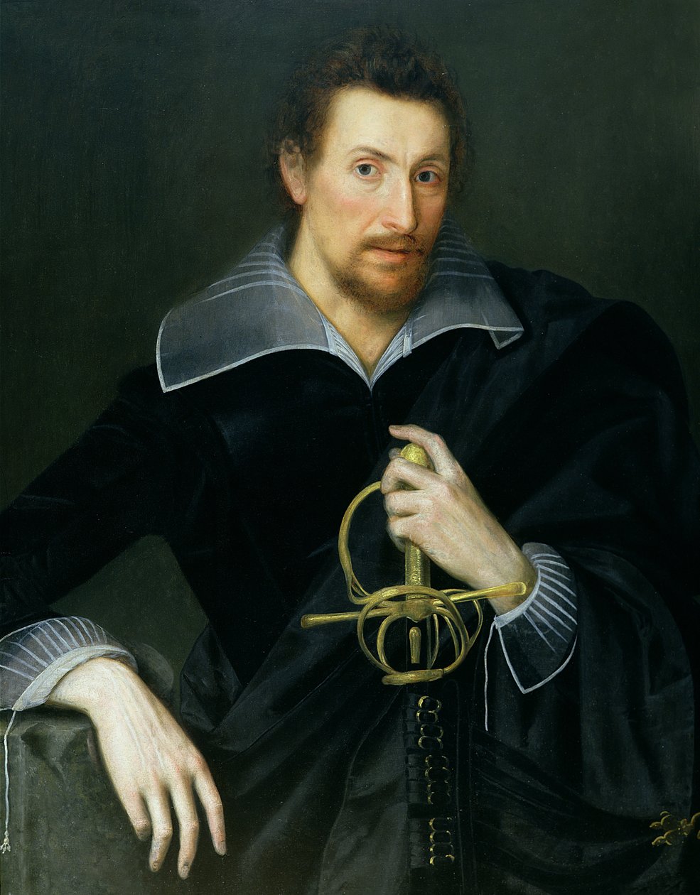 Retrato de un hombre con una espada de English School