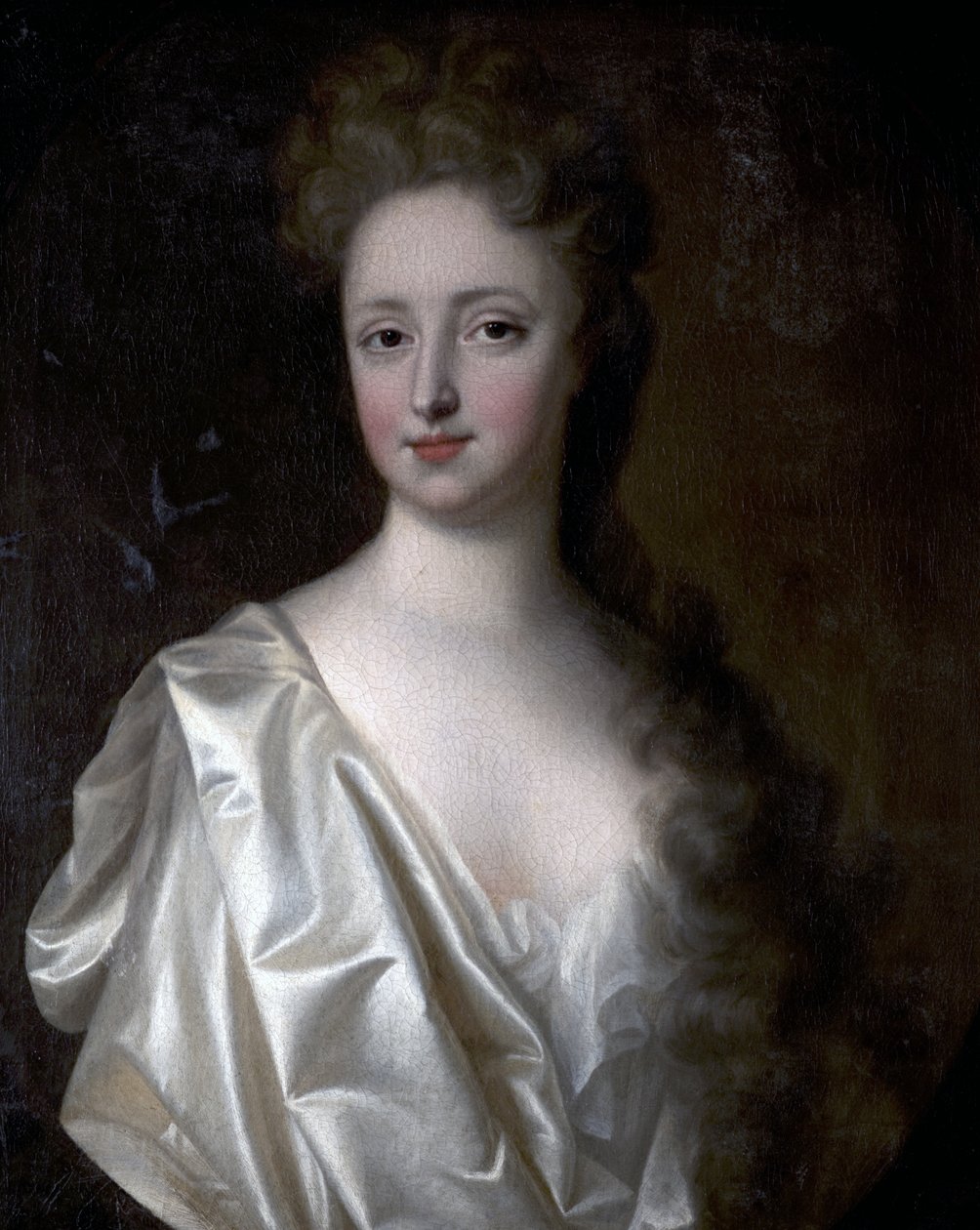 Retrato de una joven en satén blanco de English School