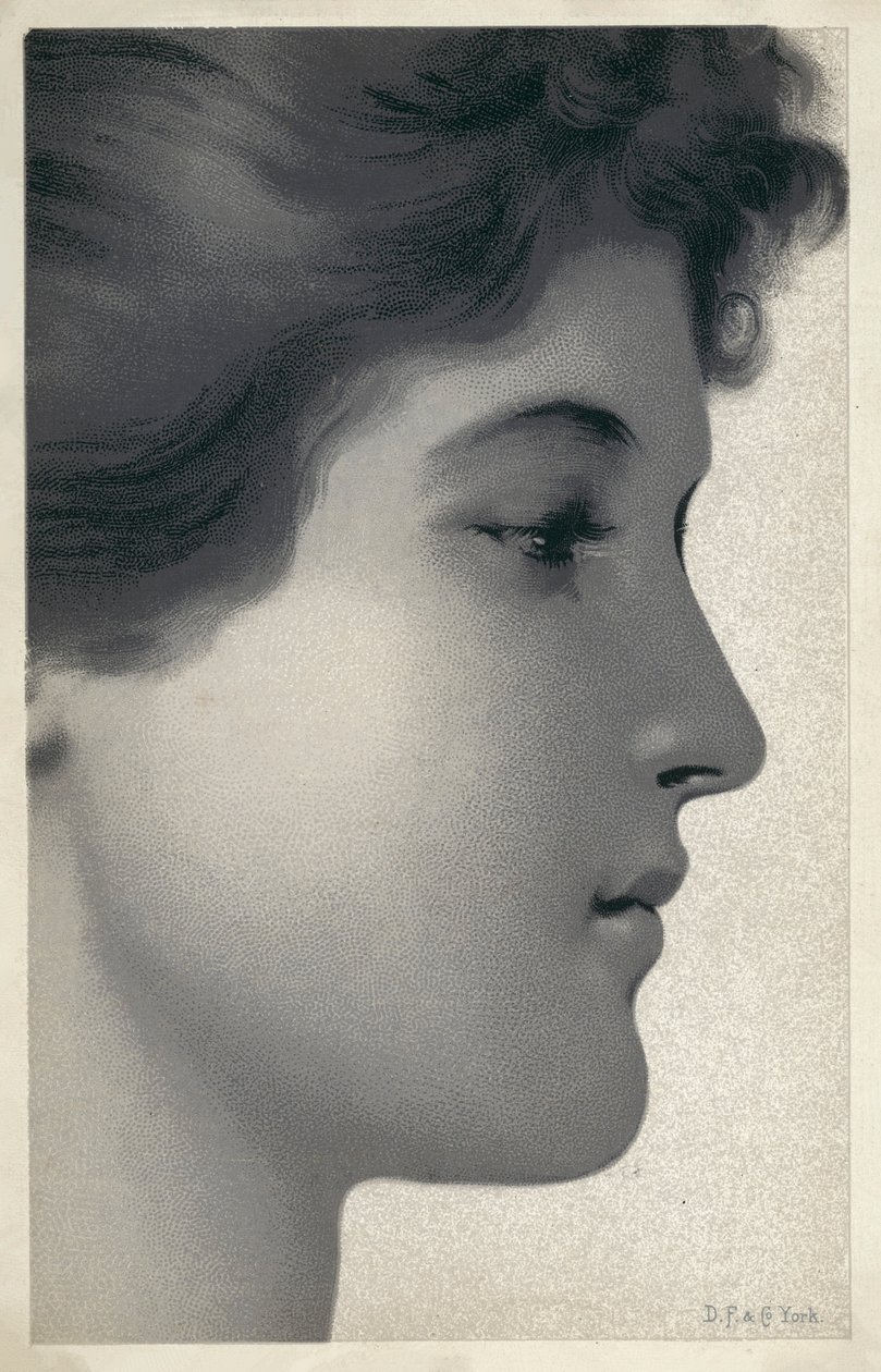 Retrato de una mujer joven (litografía) de English School