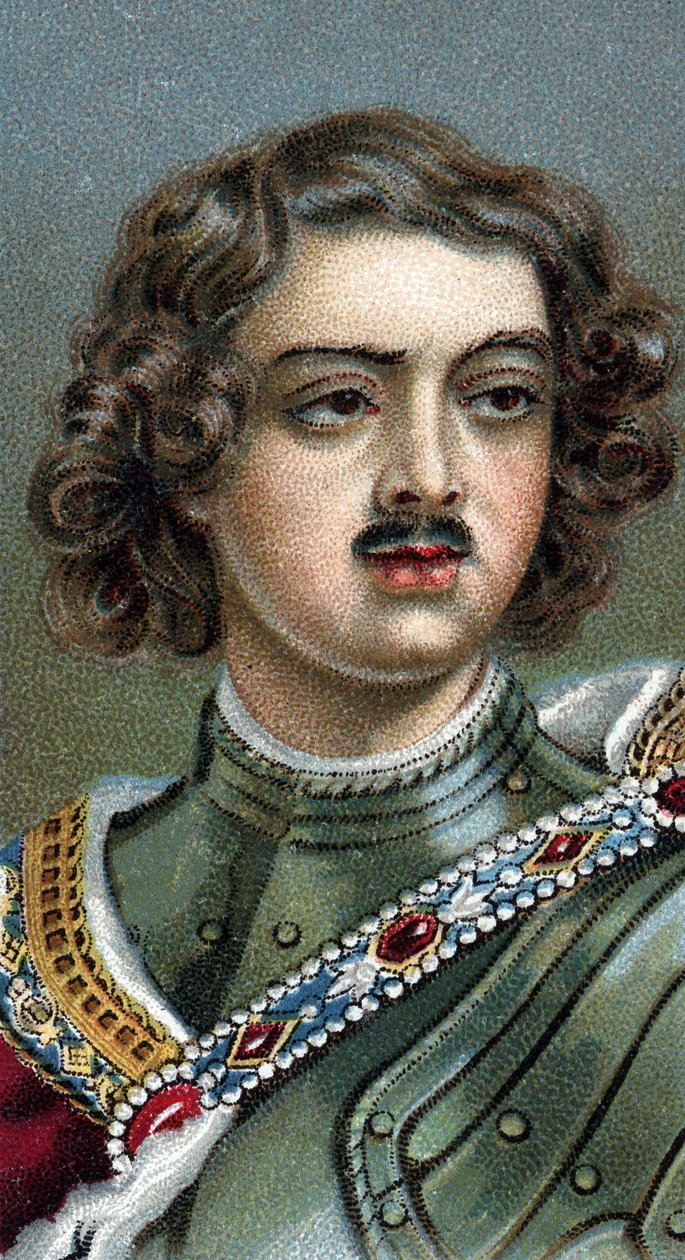 Retrato del emperador inglés Pedro el Grande, Pedro I o Pyotr Alexeyevich Romanov - Pedro I el Grande - De la serie 