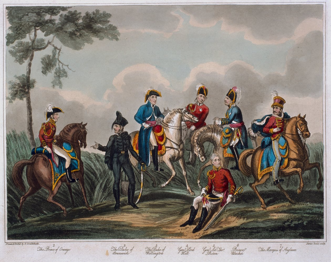 Retratos de los oficiales generales, de Un relato histórico de la Batalla de Waterloo, publicado por M. Colburn, 1817 de English School