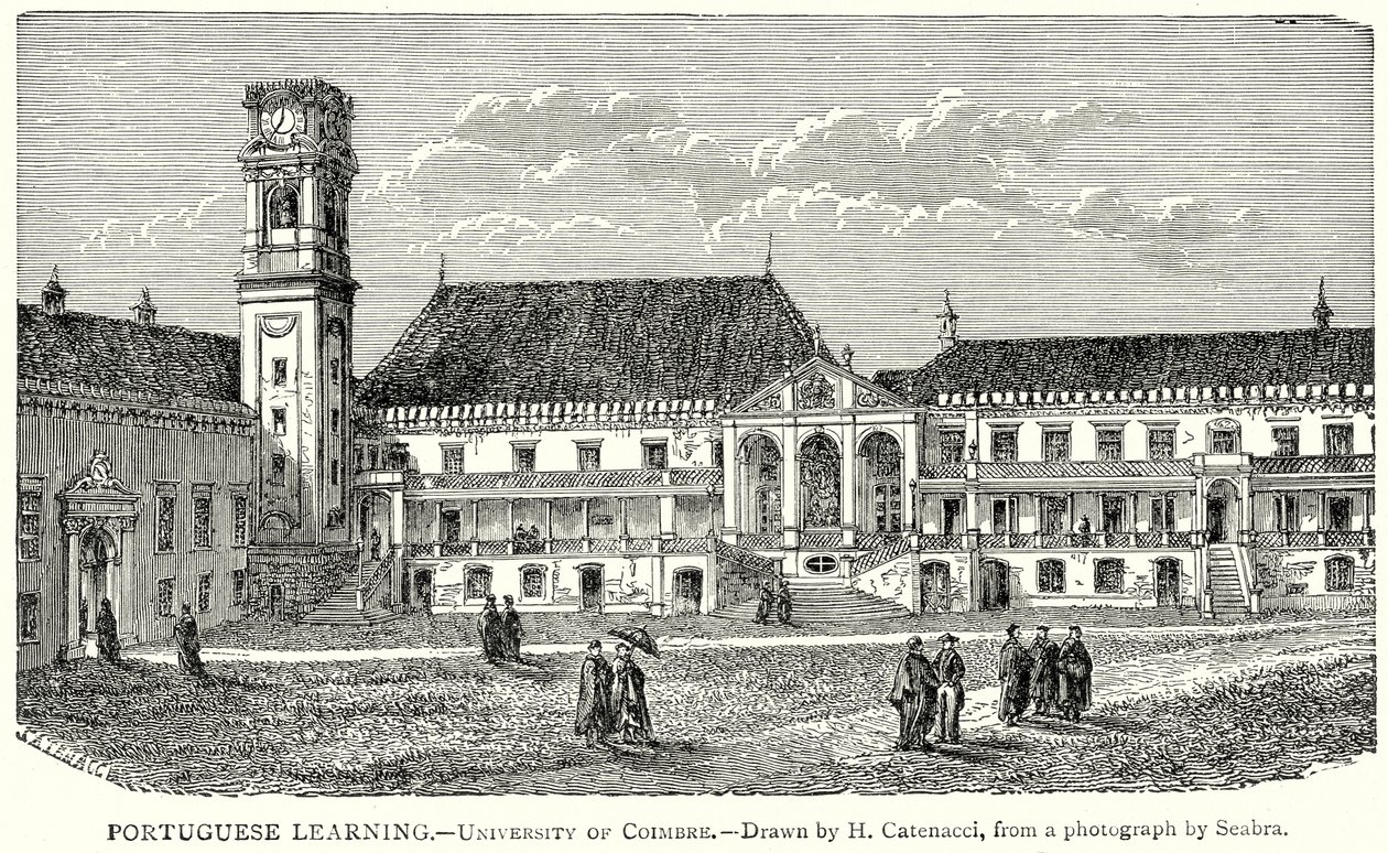 Aprendizaje del portugués. - Universidad de Coimbre (grabado) de English School