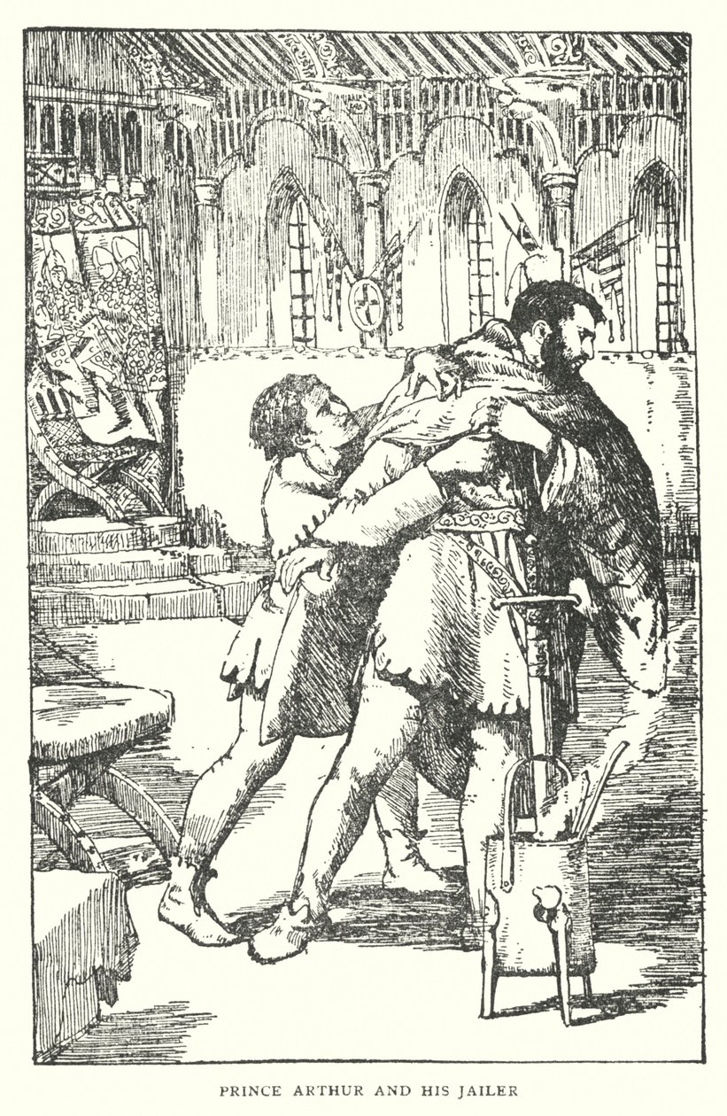 El príncipe Arturo y su carcelero (litografía) de English School