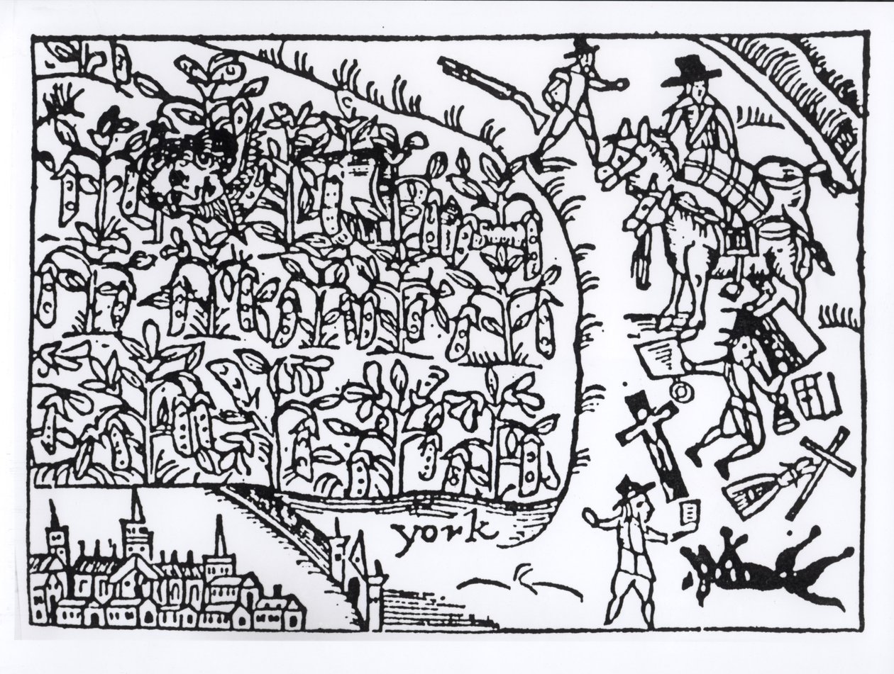 El príncipe Ruperto escondiéndose en un campo de habas en la Batalla de Marston Moor el 2 de julio de 1644 de English School