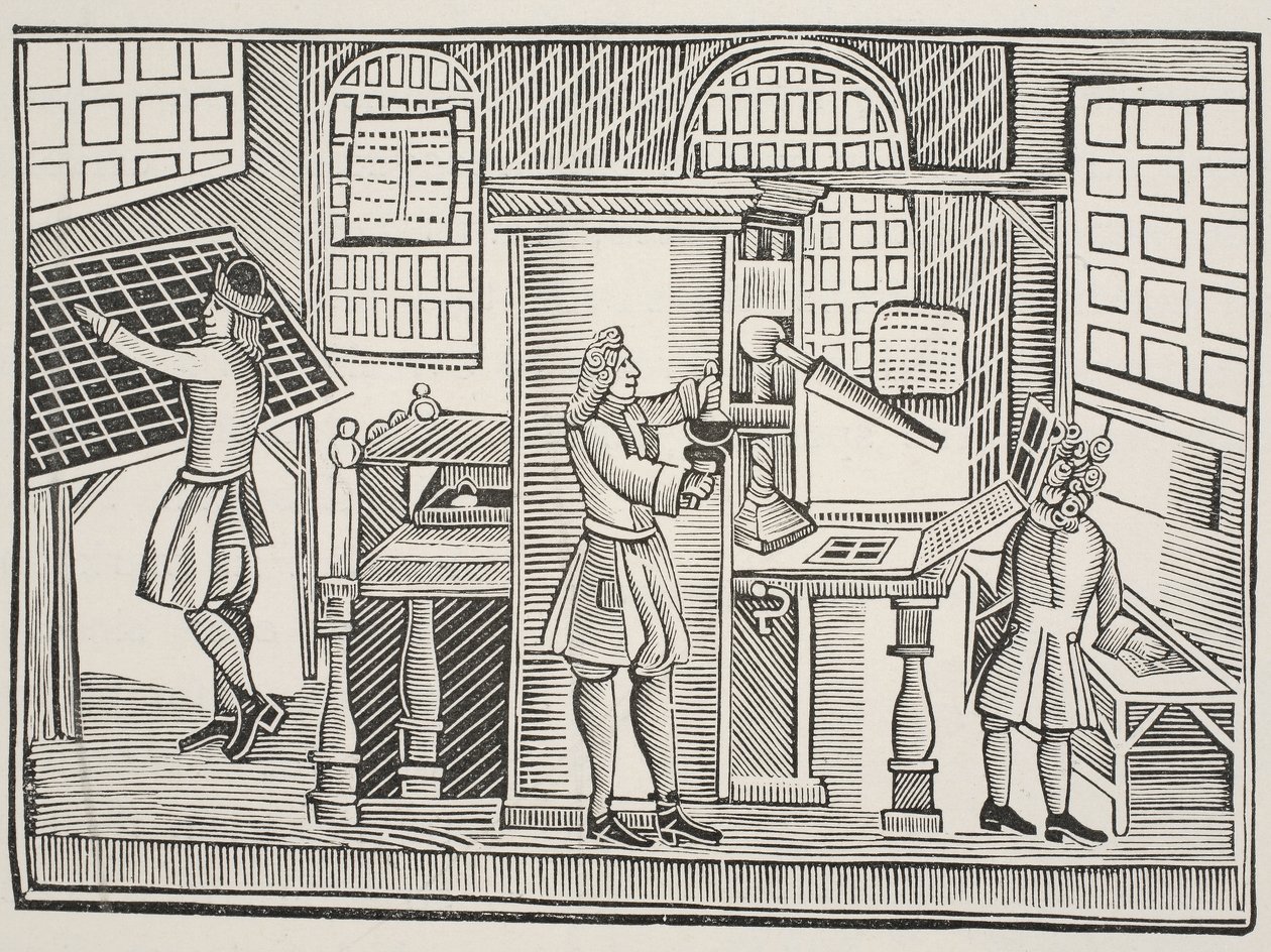 Oficina de impresión, c.1710 de English School