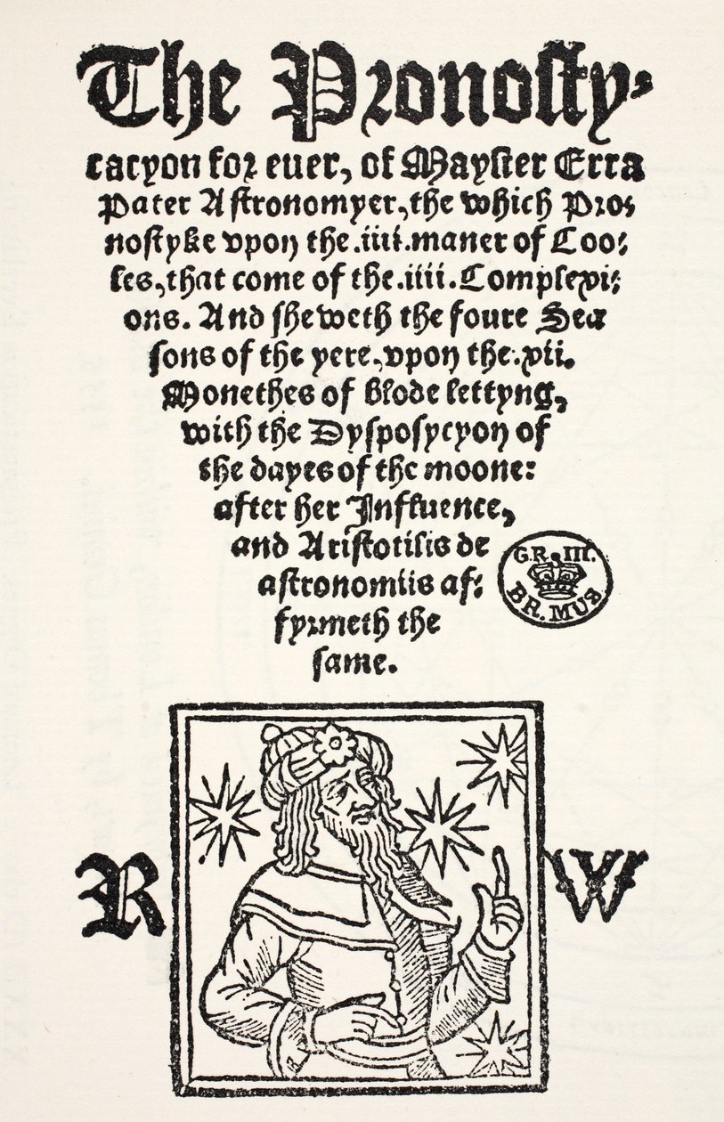Prognosticación para siempre por Erra Pater, impreso por R. Wyer de English School