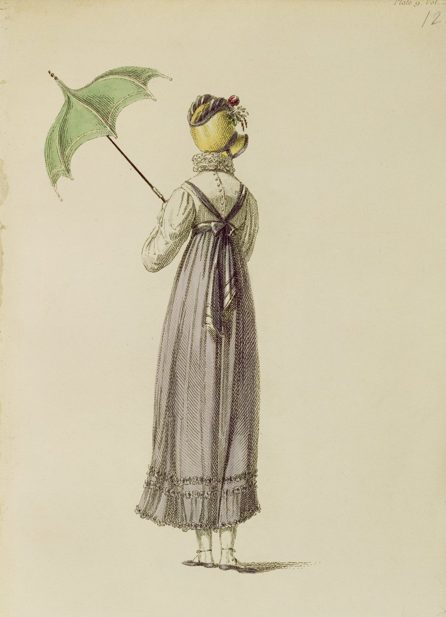 Vestido de paseo, lámina de moda de Ackermanns Repository of Arts de English School