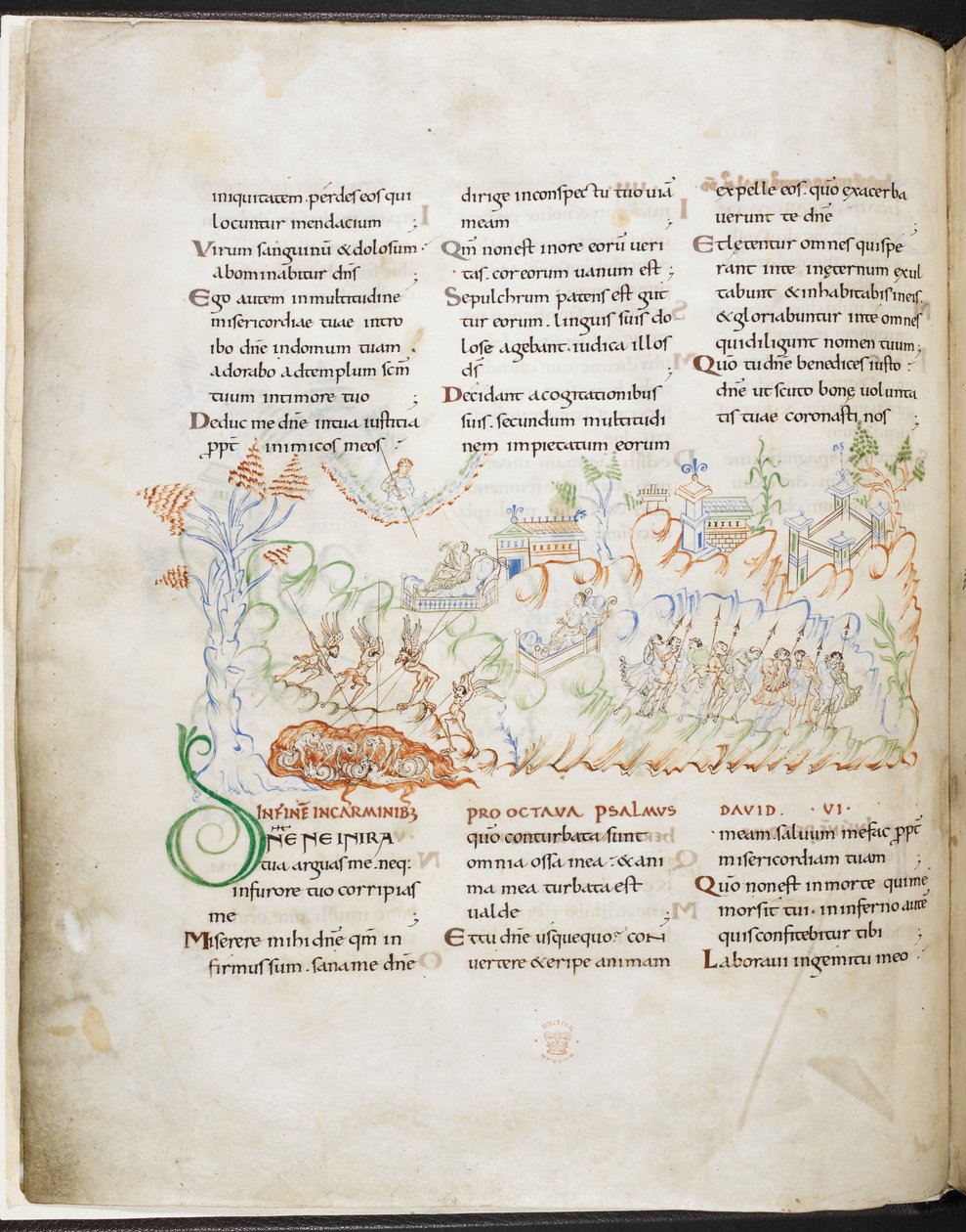 Salmo 6 del salterio de Harley, Harley MS 603 f.3v de English School