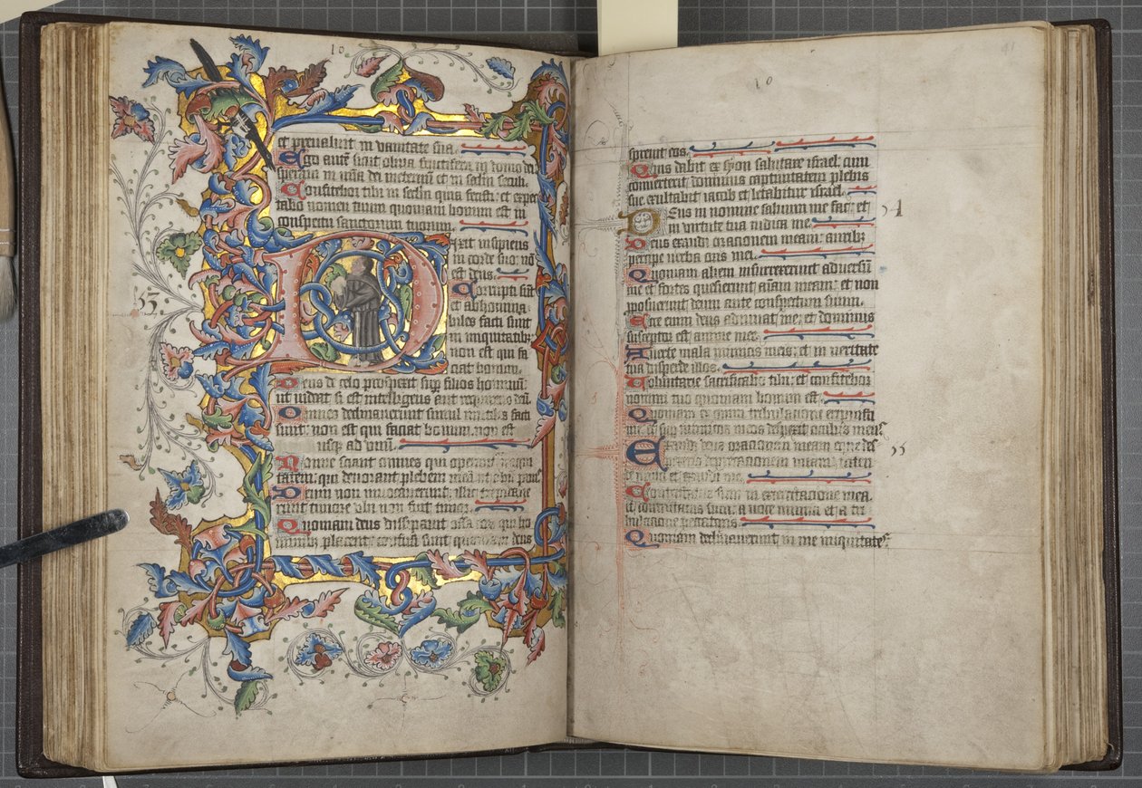 Salterio con calendario de uso Sarum, Fol 40 verso 41 recto, c.1425-75 de English School