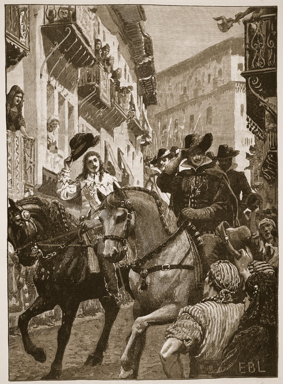 Recepción pública del príncipe Carlos en Madrid, ilustración de la Historia Ilustrada de Inglaterra de Cassell de English School