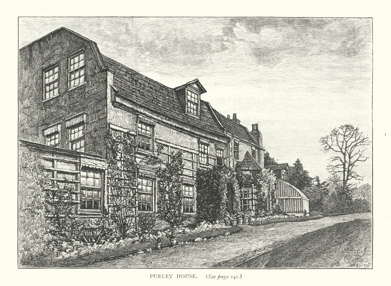 Purley House (grabado) de English School
