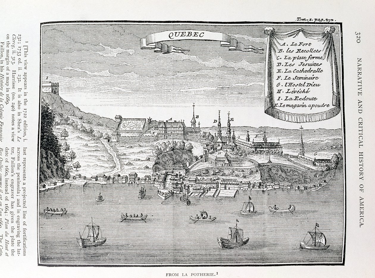Quebec, según La Potherie, ilustración del Volumen IV de 