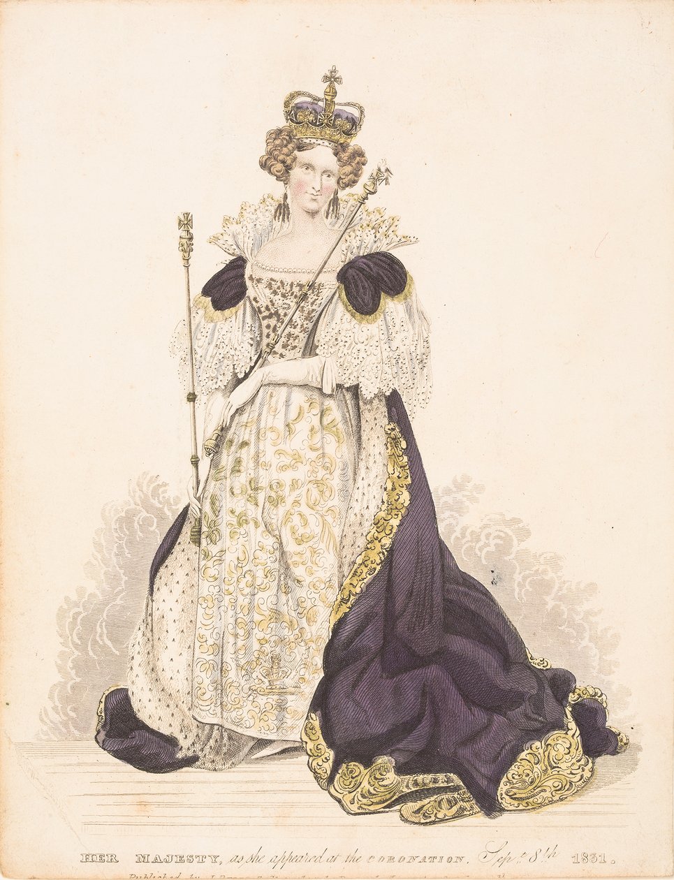 La reina Adelaida con sus ropas de coronación de English School