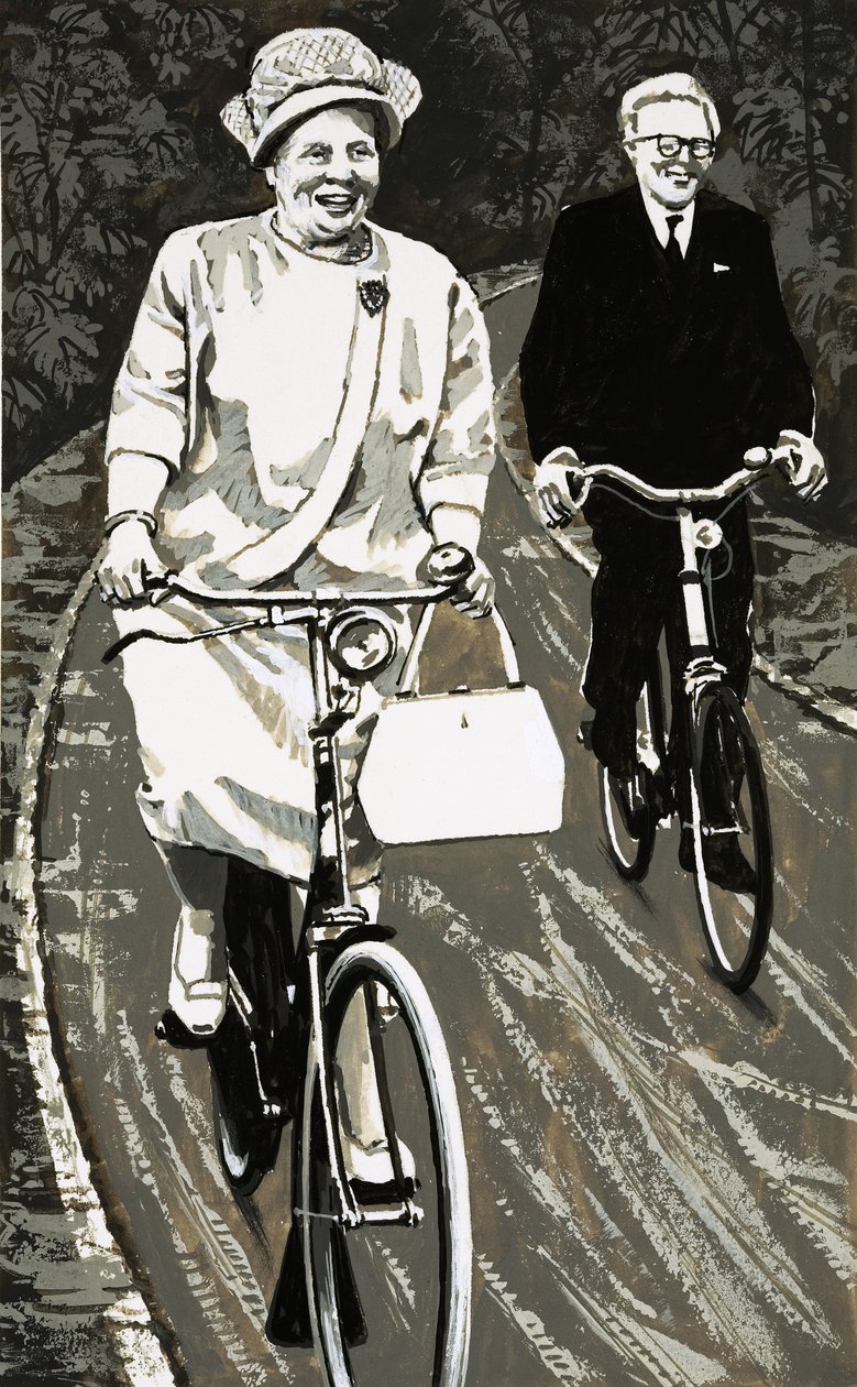 La reina Juliana de Holanda en bicicleta de English School