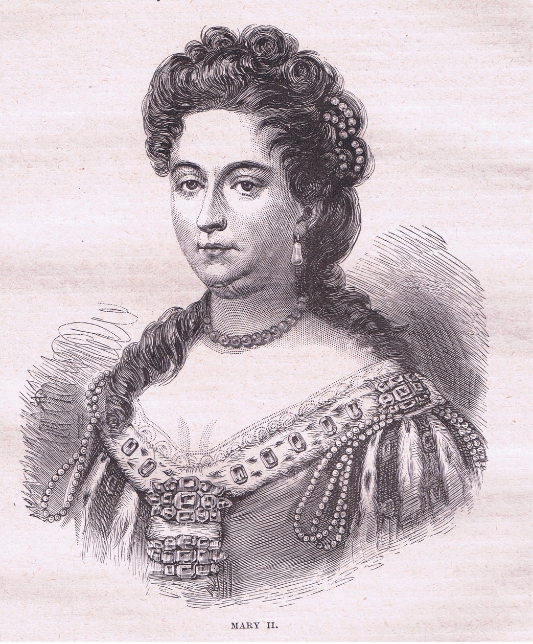 Reina María II de Inglaterra (litografía) de English School