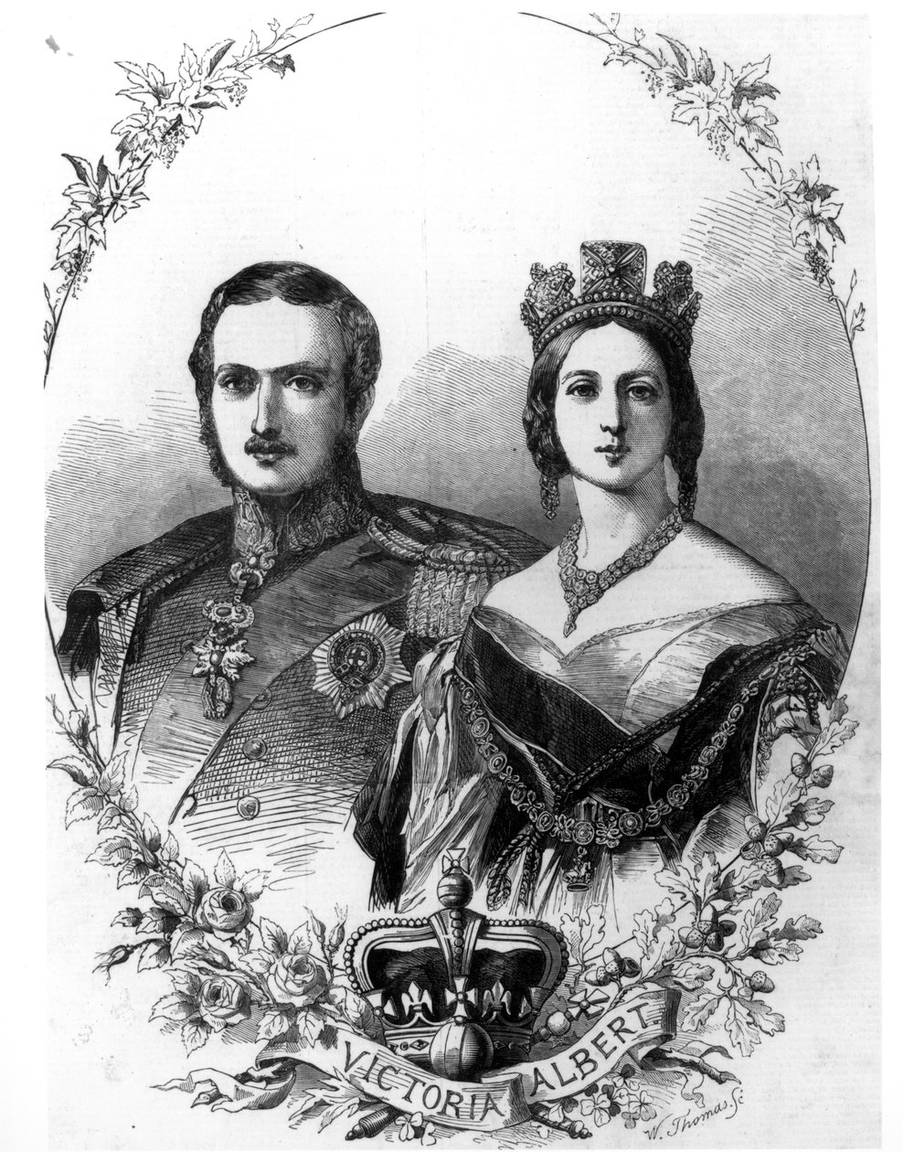 Reina Victoria (1819-1901) y el Príncipe Alberto (1819-61) grabado por W. Thomas, 1844 de English School
