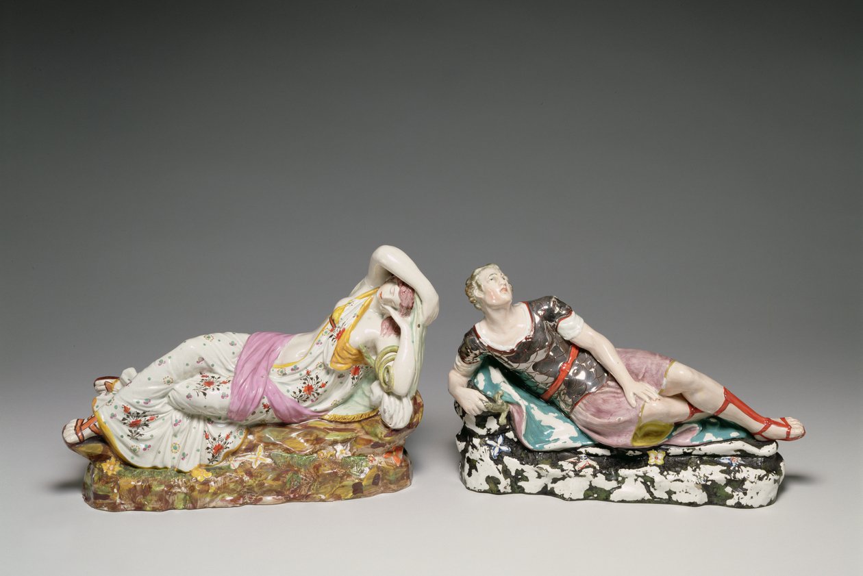 Figuras reclinadas de Cleopatra (69-30 a.C.) y Marco Antonio (c.82-30 a.C.), Staffordshire, c.1810-20 de English School