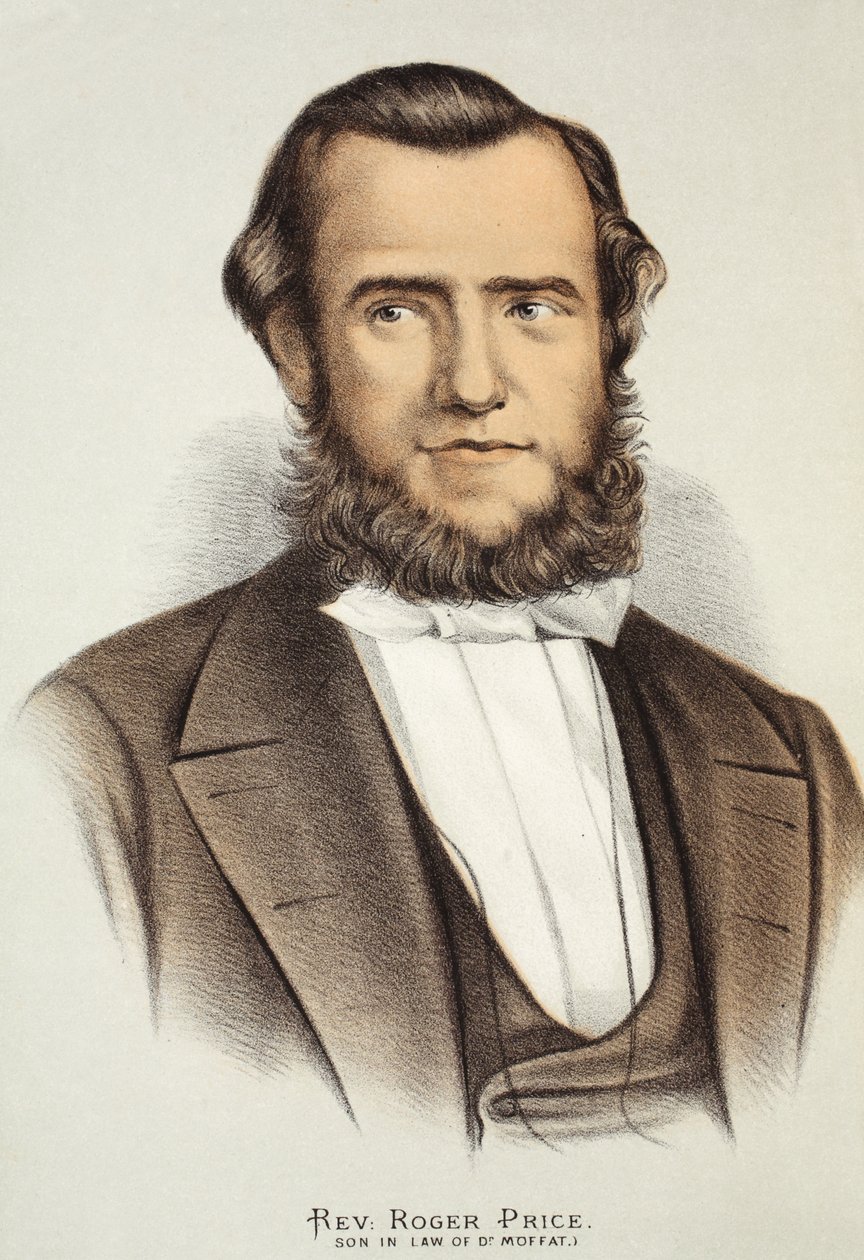 Rev. Roger Price, ilustración de La Edición Pictórica de la Vida y Descubrimientos de David Livingstone por J. Ewing Richie, pub. por A. Fullarton & Co., 1876 de English School