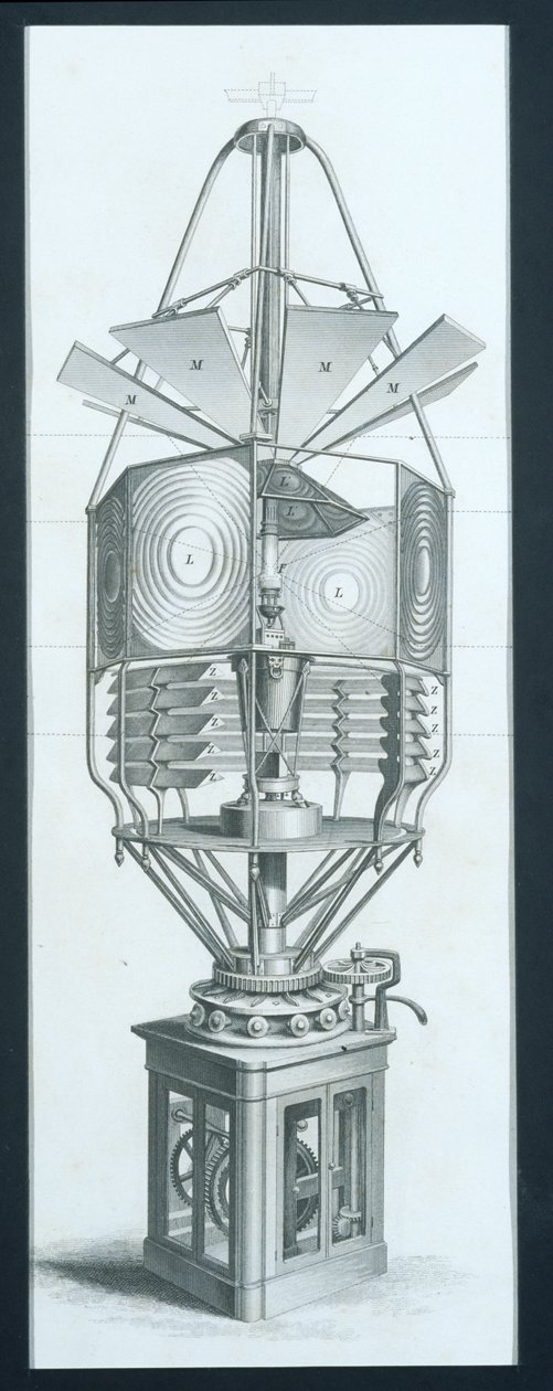 Aparato dióptrico giratorio para un faro, de Cyclopaedia of Useful Arts & Manufactures editado por Charles Tomlinson, c.1880s de English School