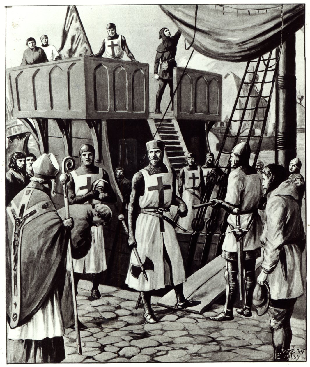 Ricardo I zarpa hacia Tierra Santa, 1939 de English School