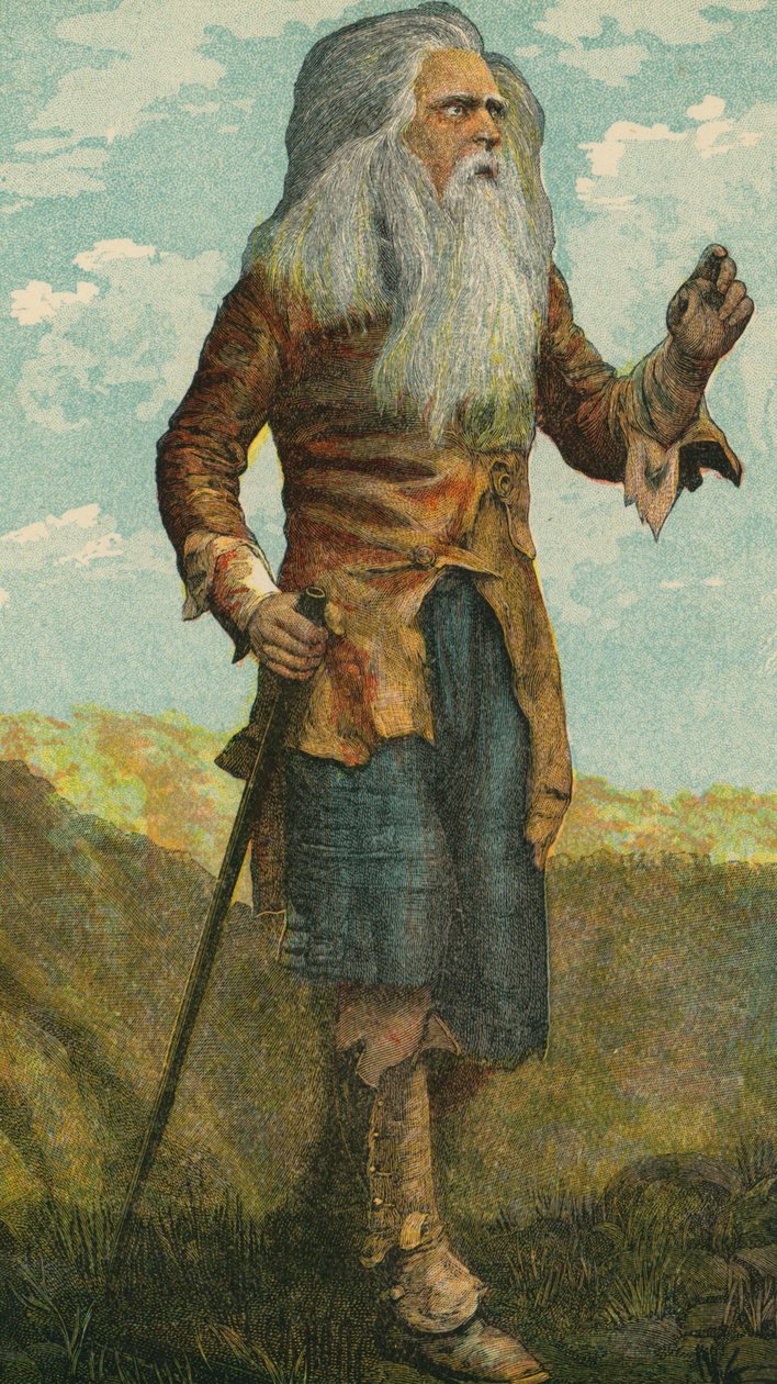 Rip Van Winkle (litografía en color) de English School