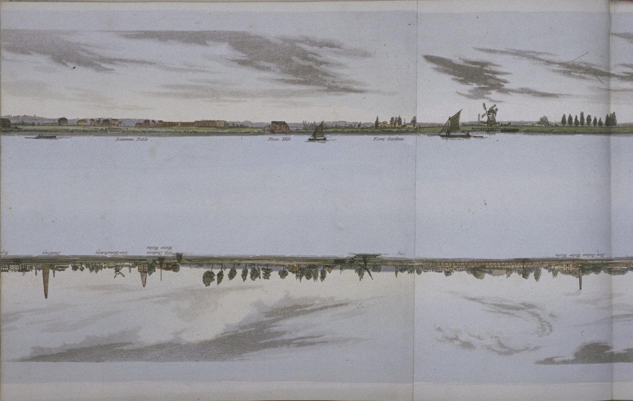 Panorama del Río Támesis, c.1829 (aguatinta) de English School