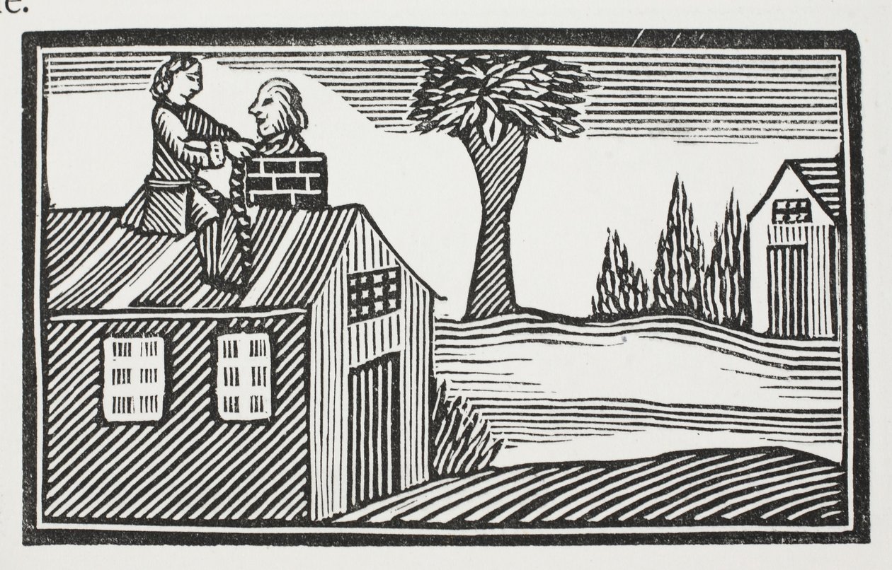 Robando el tocino de la casa, ilustración de Chap-books del siglo XVIII de John Ashton, pub. 1882 de English School