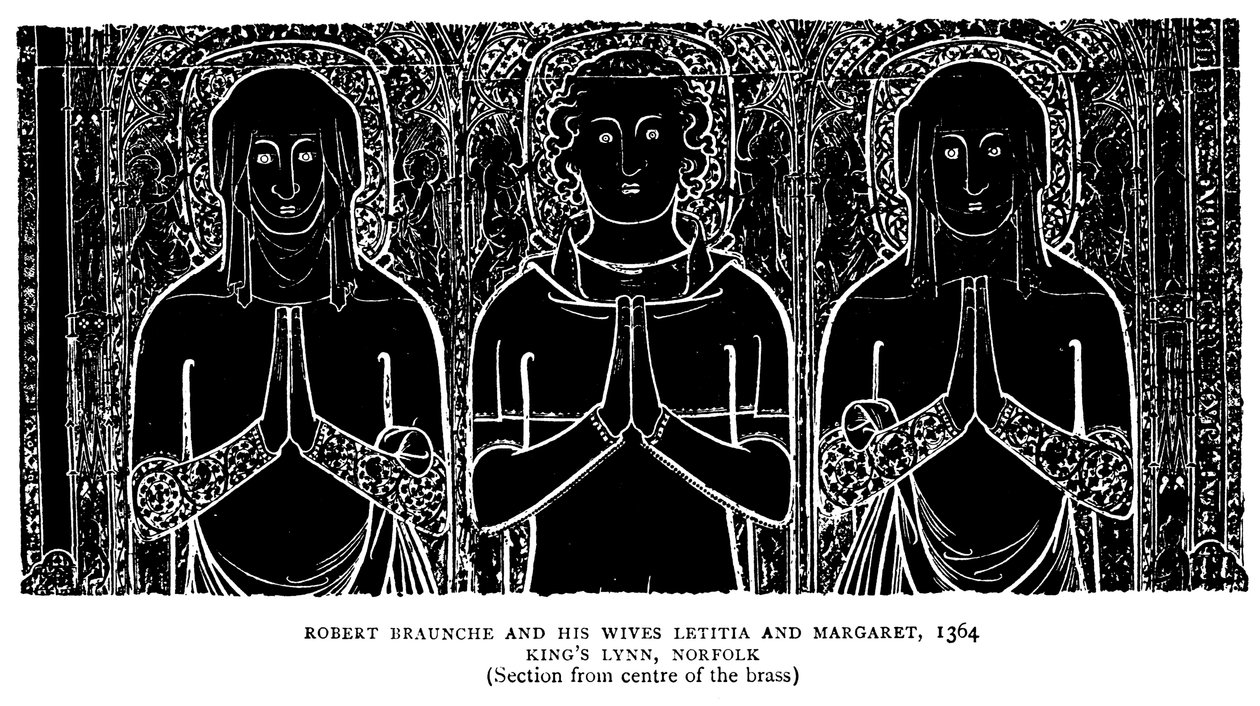 Robert Braunche y sus esposas Letitia y Margaret de English School