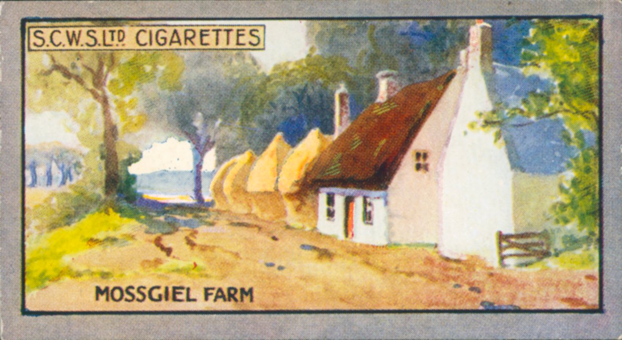 Robert Burns: Mossgiel Farm (litografía en color) de English School
