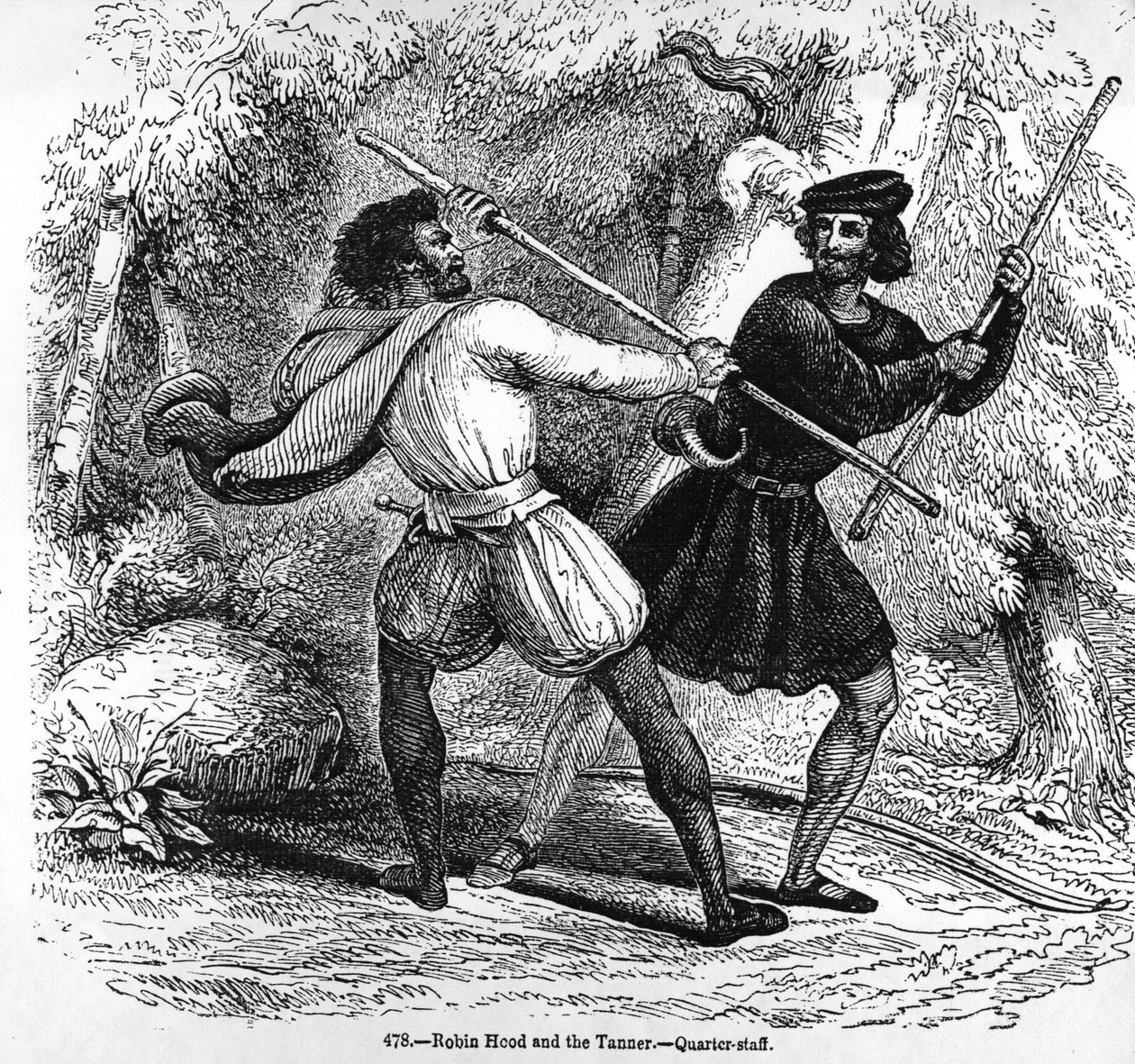 Robin Hood y el Curtidor con Bastones de English School