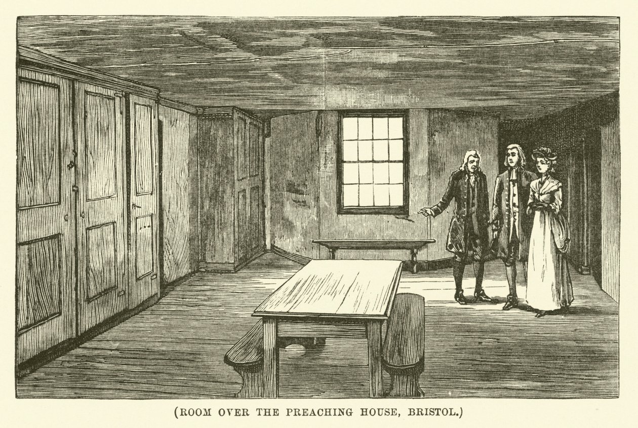 Sala sobre la casa de predicación, Bristol (grabado) de English School