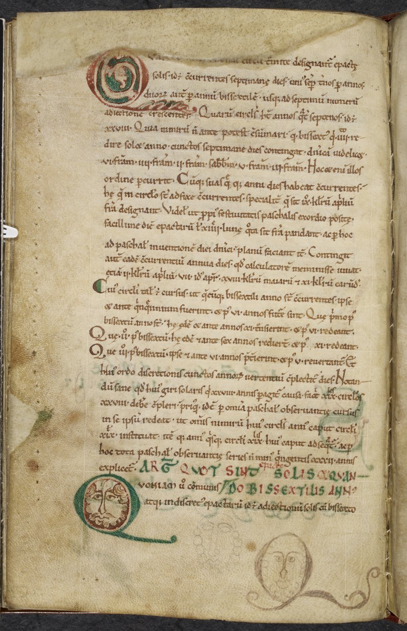 Real 13. A.XI, f.79v Rostros humanos en iniciales, De temporum ratione, Bede el Venerable (vitela) de English School