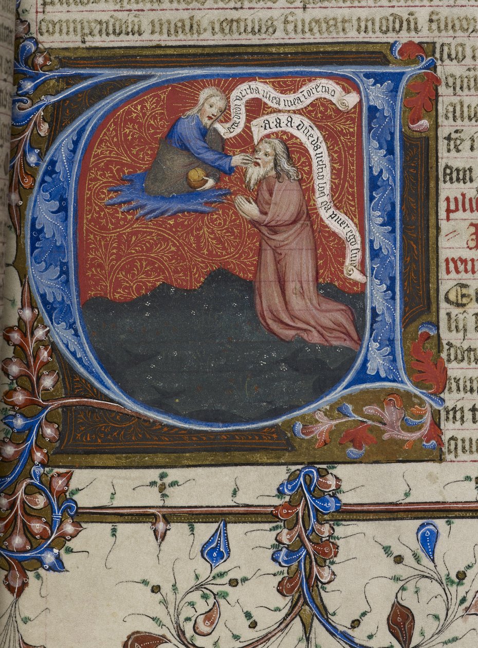 Royal MS 1 E IX, f.193 Jeremías inspirado por Dios (vitela) de English School