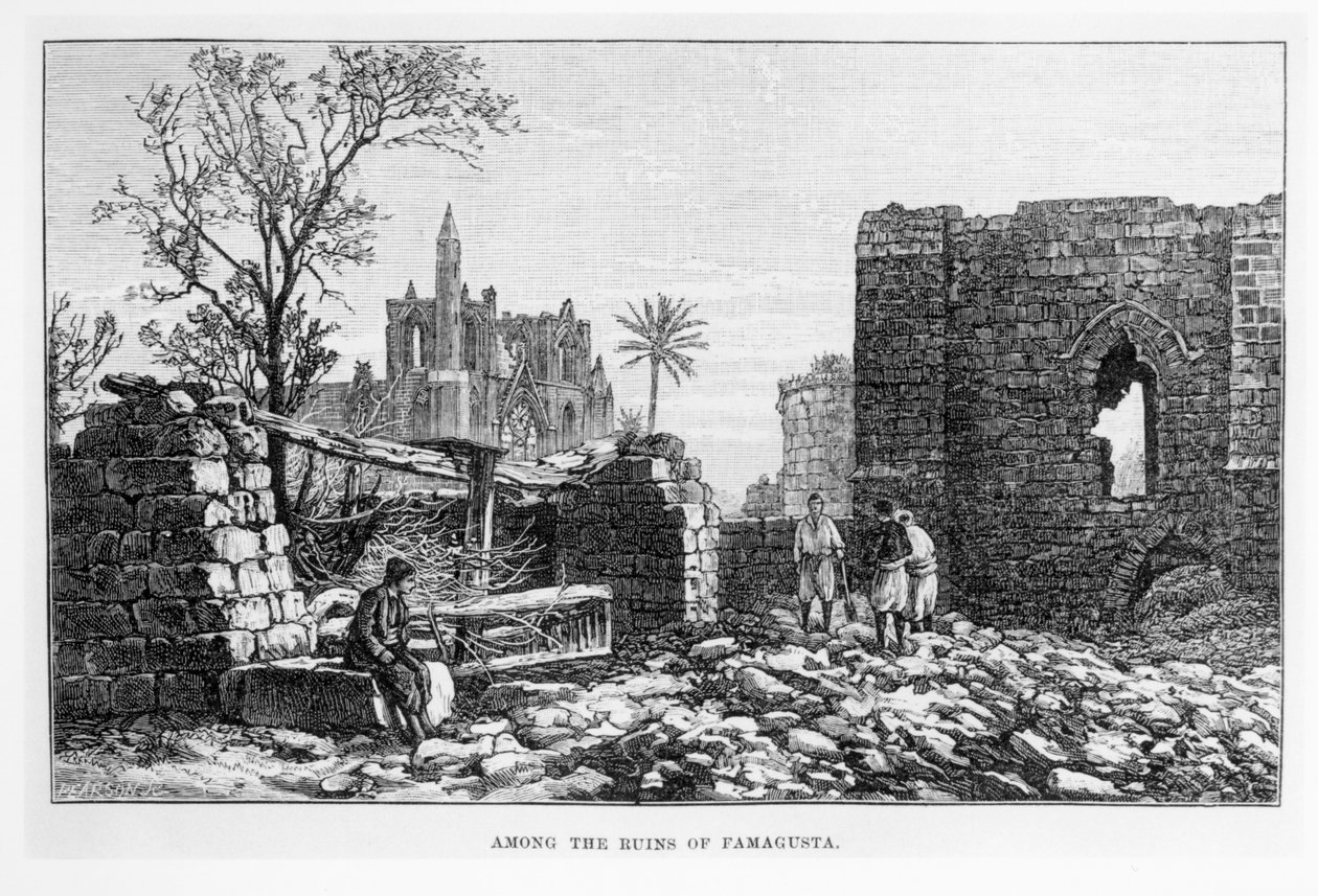 Ruinas de Famagusta, Chipre, de En una Isla Encantada por W.H. Mallock, publicado en 1889 de English School
