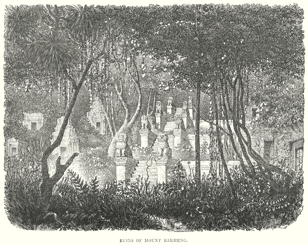 Ruinas del monte Bakheng (grabado) de English School