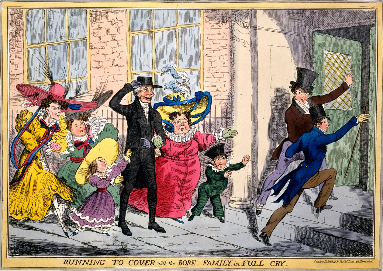 Corriendo a Cubrirse con la Familia Bore en Pleno Llanto, c.1830 de English School