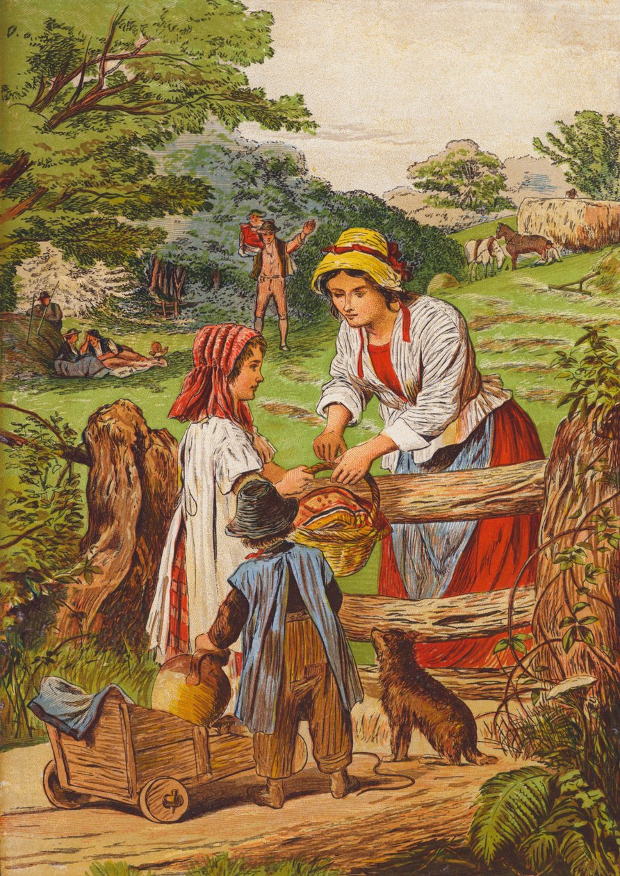 Escena rústica (litografía en color) de English School
