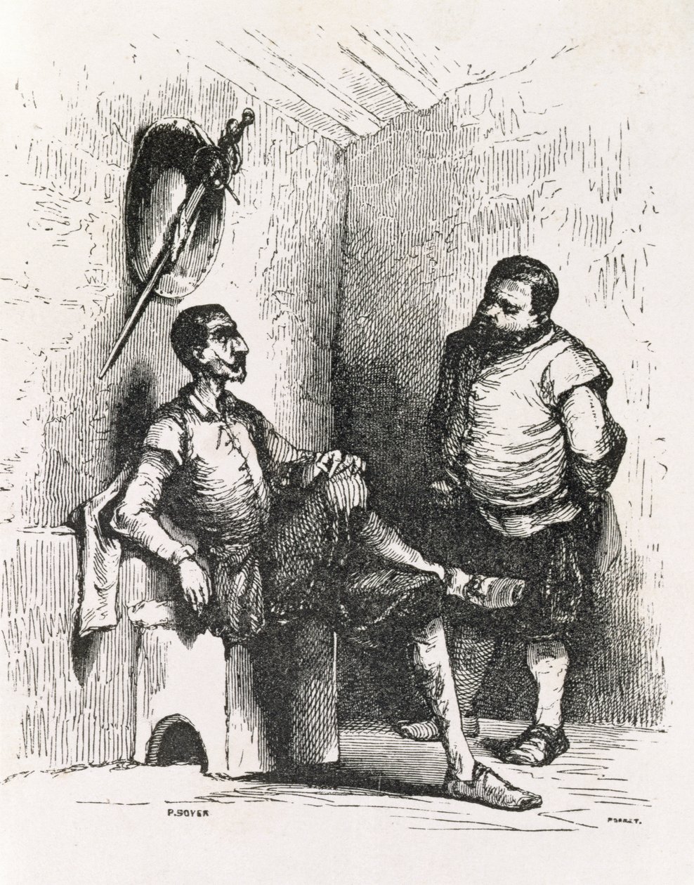 Sancho: Debería ser un raro propietario, ilustración del Acto II, escena I de Don Quijote en Inglaterra. Una Comedia, grabado por P. Soyer de English School