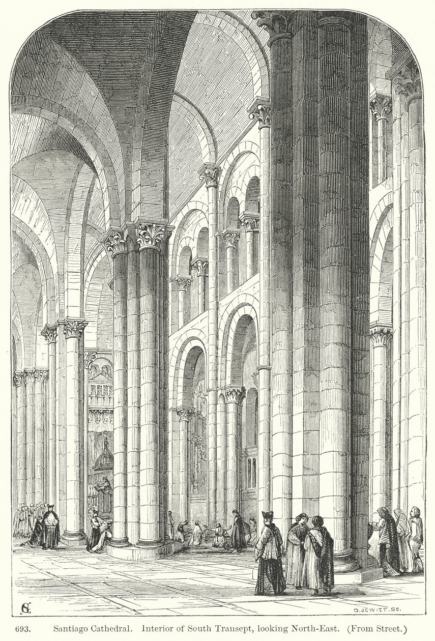 Catedral de Santiago. Interior del transepto sur, mirando al noreste (grabado) de English School