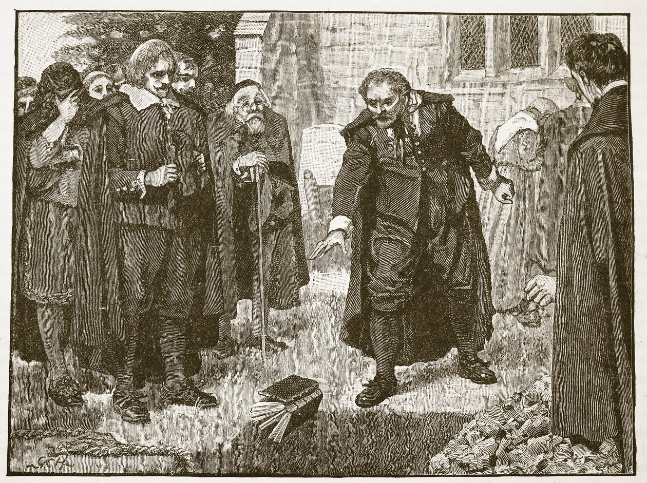 Escena en el funeral de Chillingworth, ilustración de Cassells Illustrated History of England de English School
