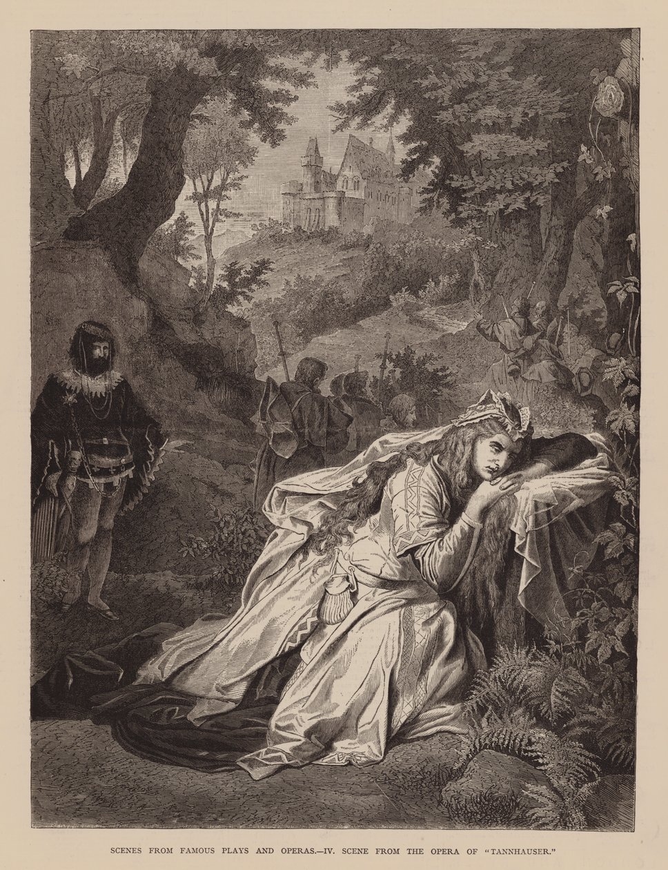 Escenas de obras de teatro y óperas famosas, IV, Escena de la ópera de "Tannhauser" (grabado) de English School