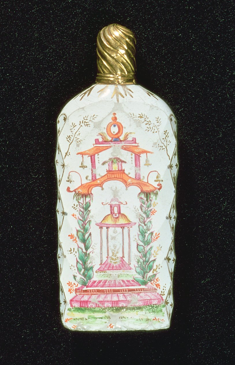 Frasco de perfume decorado con una pagoda de English School