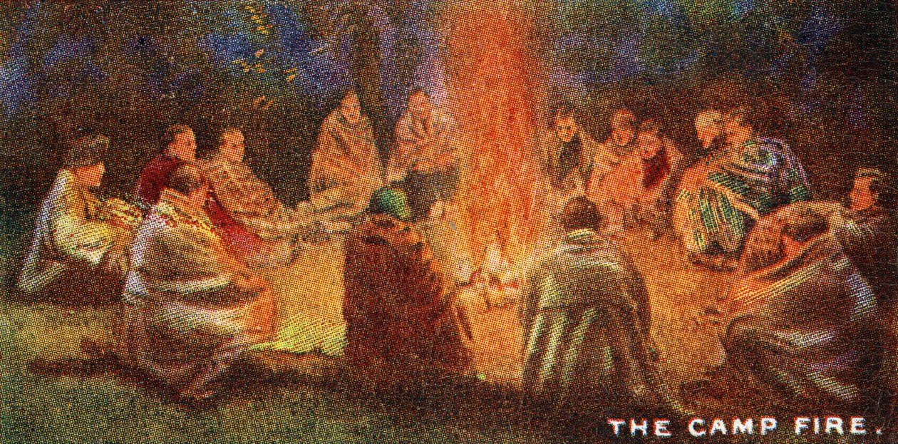 Scouts alrededor de una Fogata, 1929 de English School