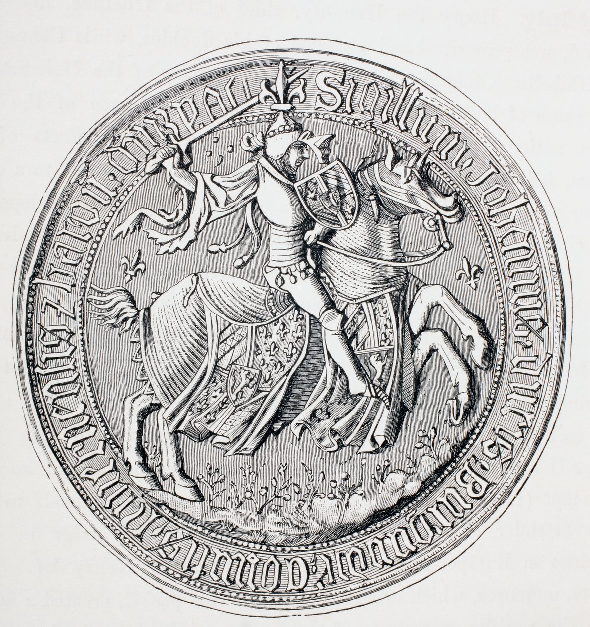 Sello de Juan II, Duque de Borgoña, Conde de Nevers y Barón de Donzy, c.1880 de English School