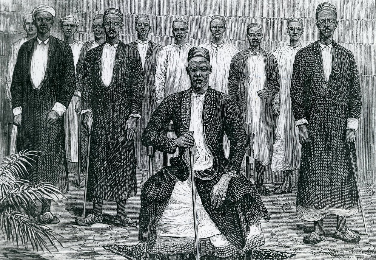 Sekebobo Jefe de Chagwe, Mtesa Jefe de Uganda, Chambarango y Pokino el Primer Ministro (grabado) de English School