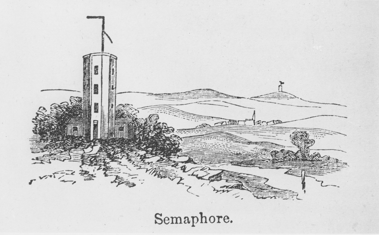 Torre de semáforo, c.1840 (grabado) de English School