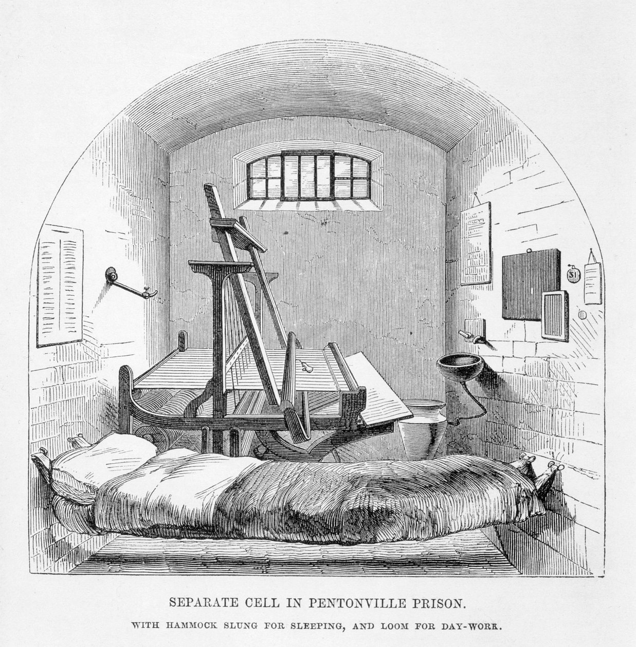 Celda Separada en la Prisión de Pentonville, de Las Prisiones Criminales de Londres y Escenas de la Vida en Prisión por Henry Mayhew y John Binny, 1862 de English School