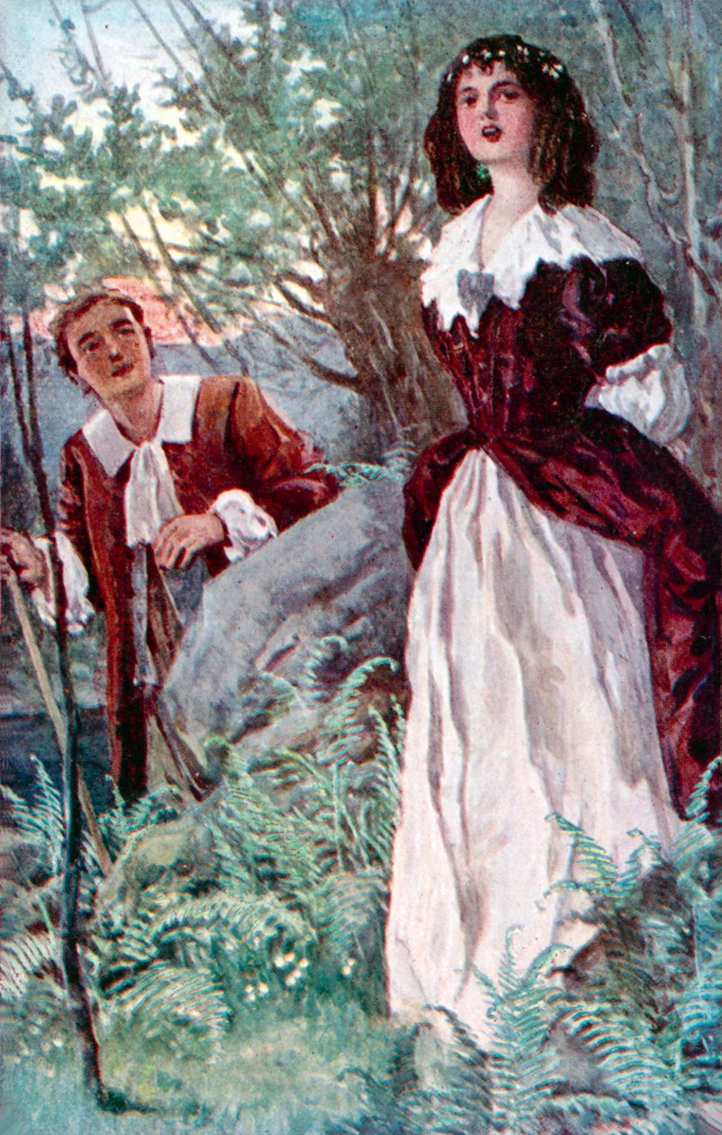 "Ella venía a mí" (litografía en color) de English School