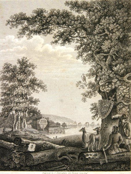 Constructores de barcos en el Nuevo Bosque, grabado por C. Sheringham para Percival Lewis (grabado) de English School