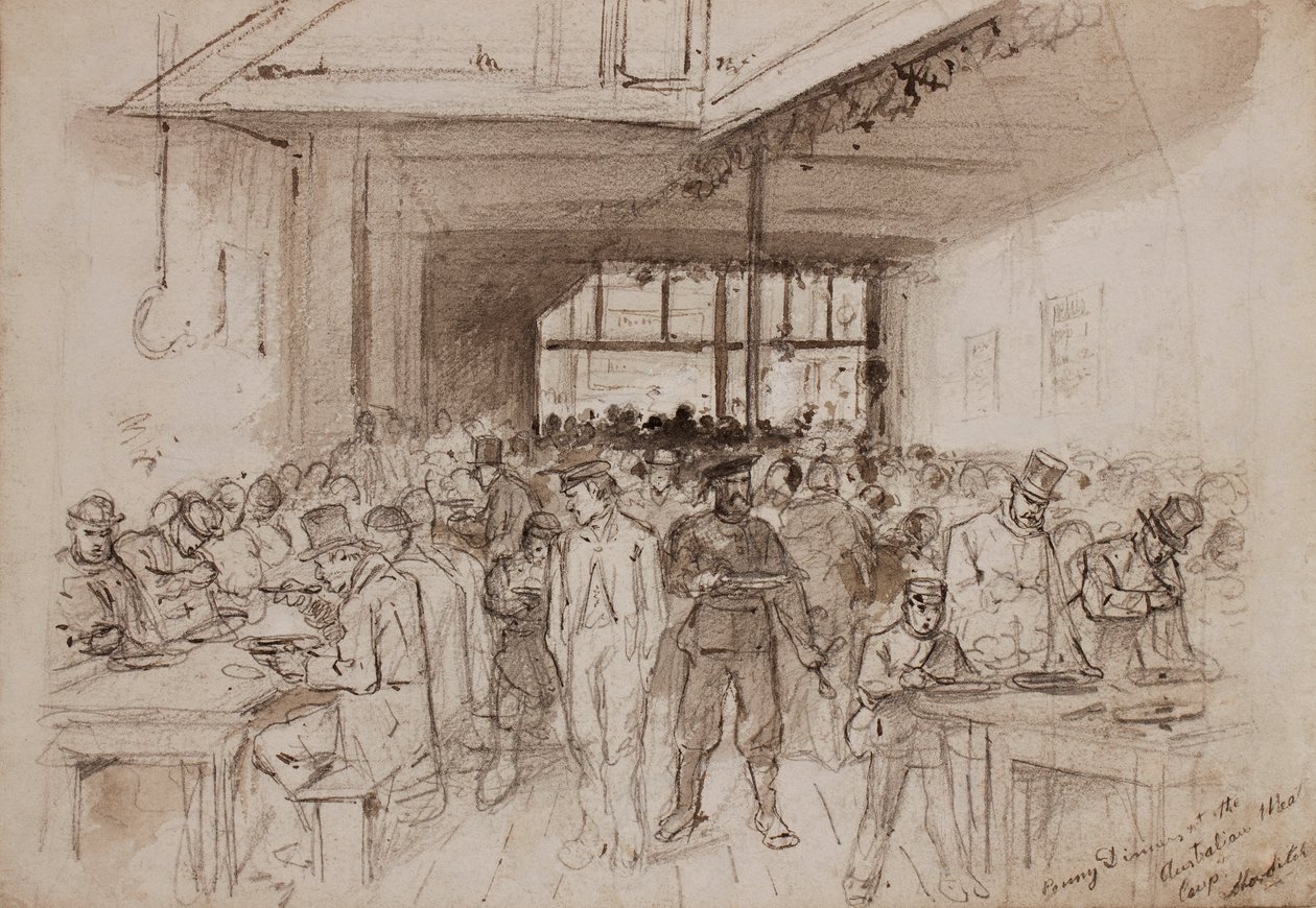 ¿Shoreditch, Cena de un penique en la Compañía de Carne Australiana, c.1860 de English School